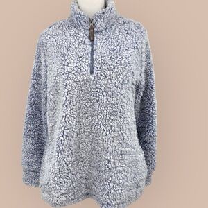 Weatherproof Vintage Baby Blue Heather 3/4 Zip Sherpa Pullover Size L COZY